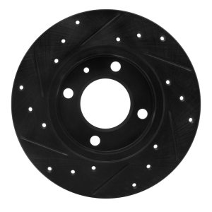 Audi Fox Brake Rotor (1) - Front Right - R1 Concepts - Drilled & Slotted - Black - `73-`05